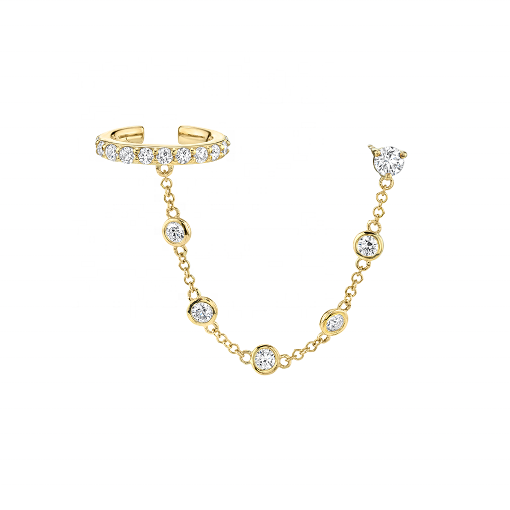 CZ detailed ear cuffs with Chain and Post