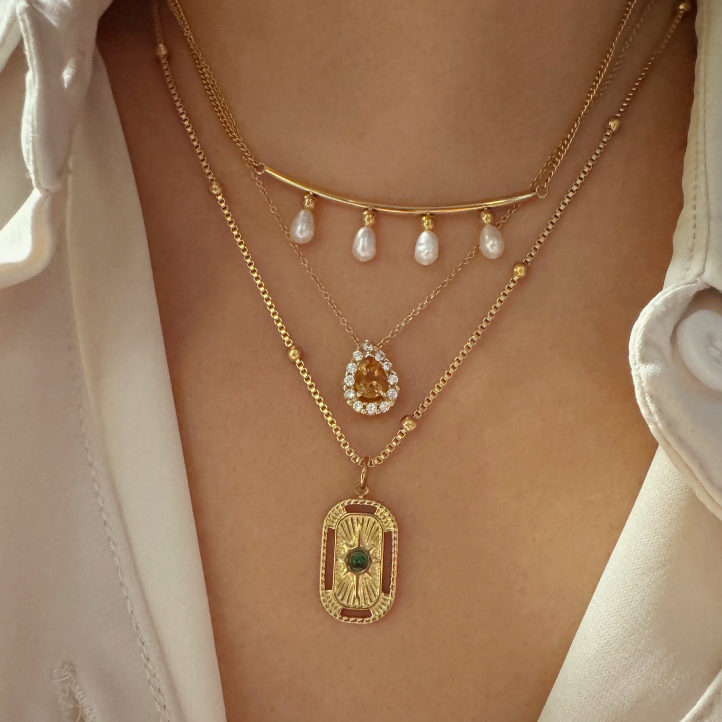 Malachite Amulet Necklace & Chain