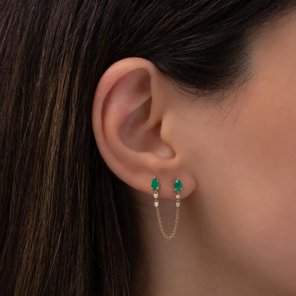 Double Emerald Drape Earrings