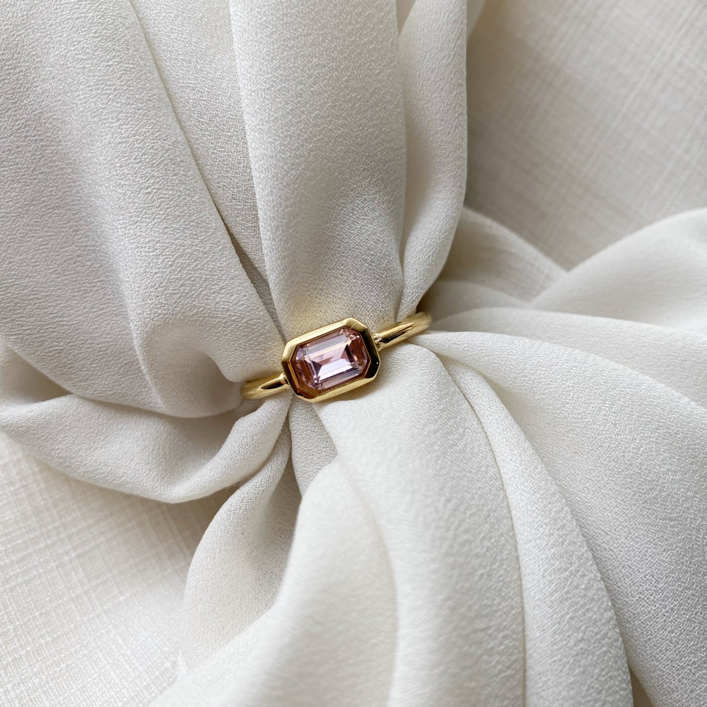 Emerald Bezel Ring - Pink