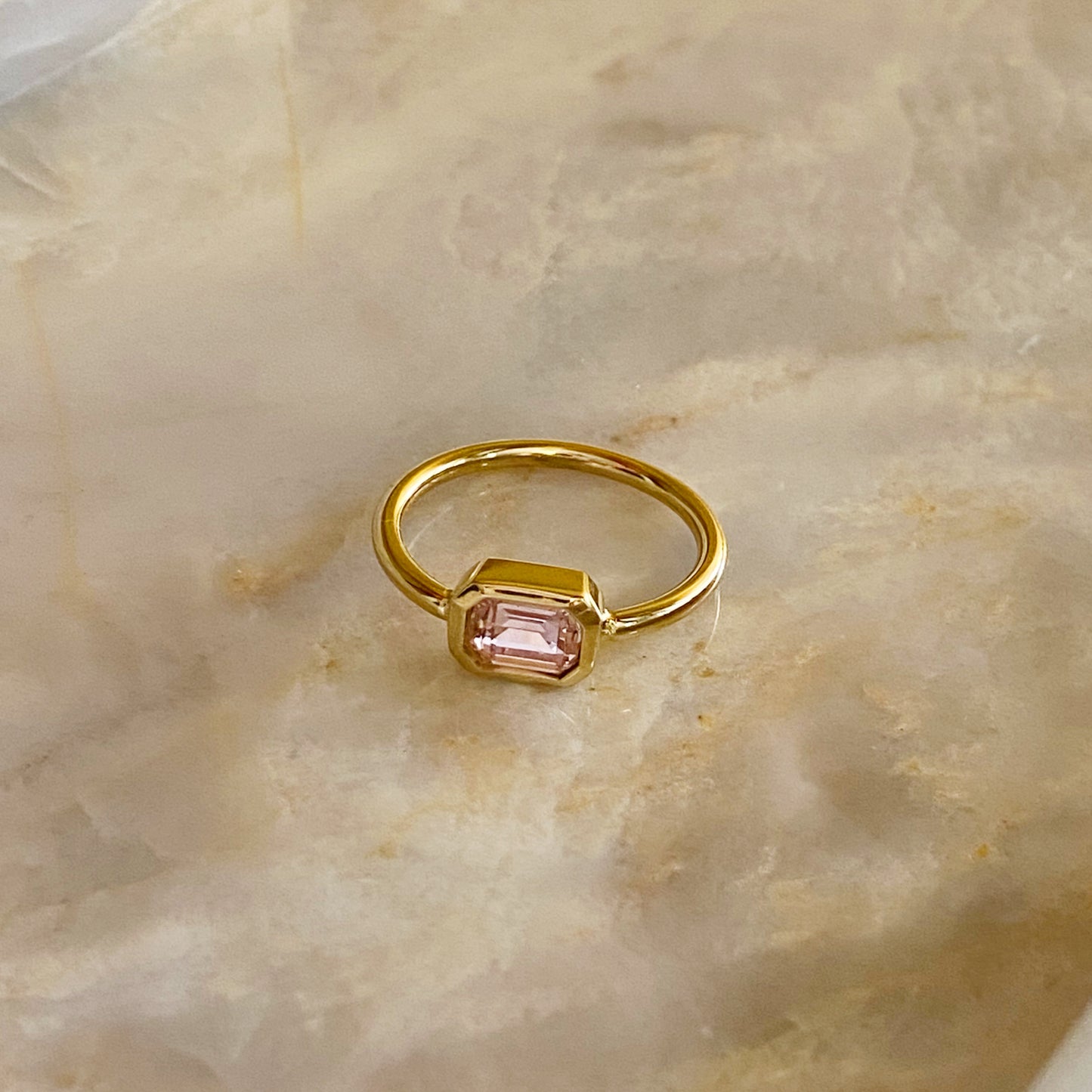 Emerald Bezel Ring - Pink