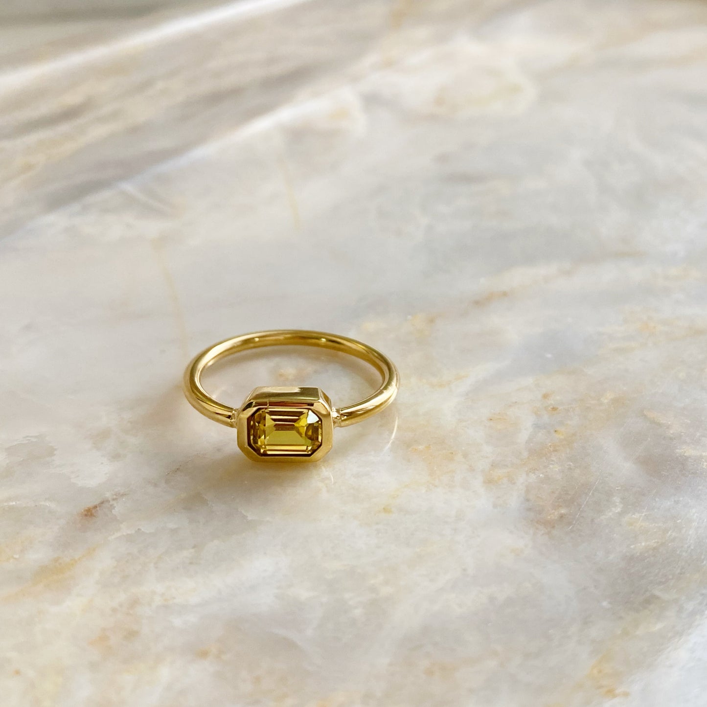 Emerald Bezel Ring - Yellow