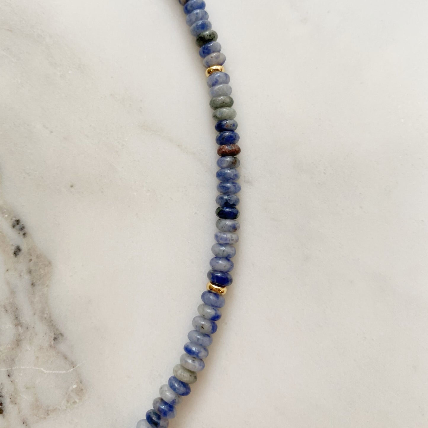 Kyanite Beads with Pearl (14" to 18" length)